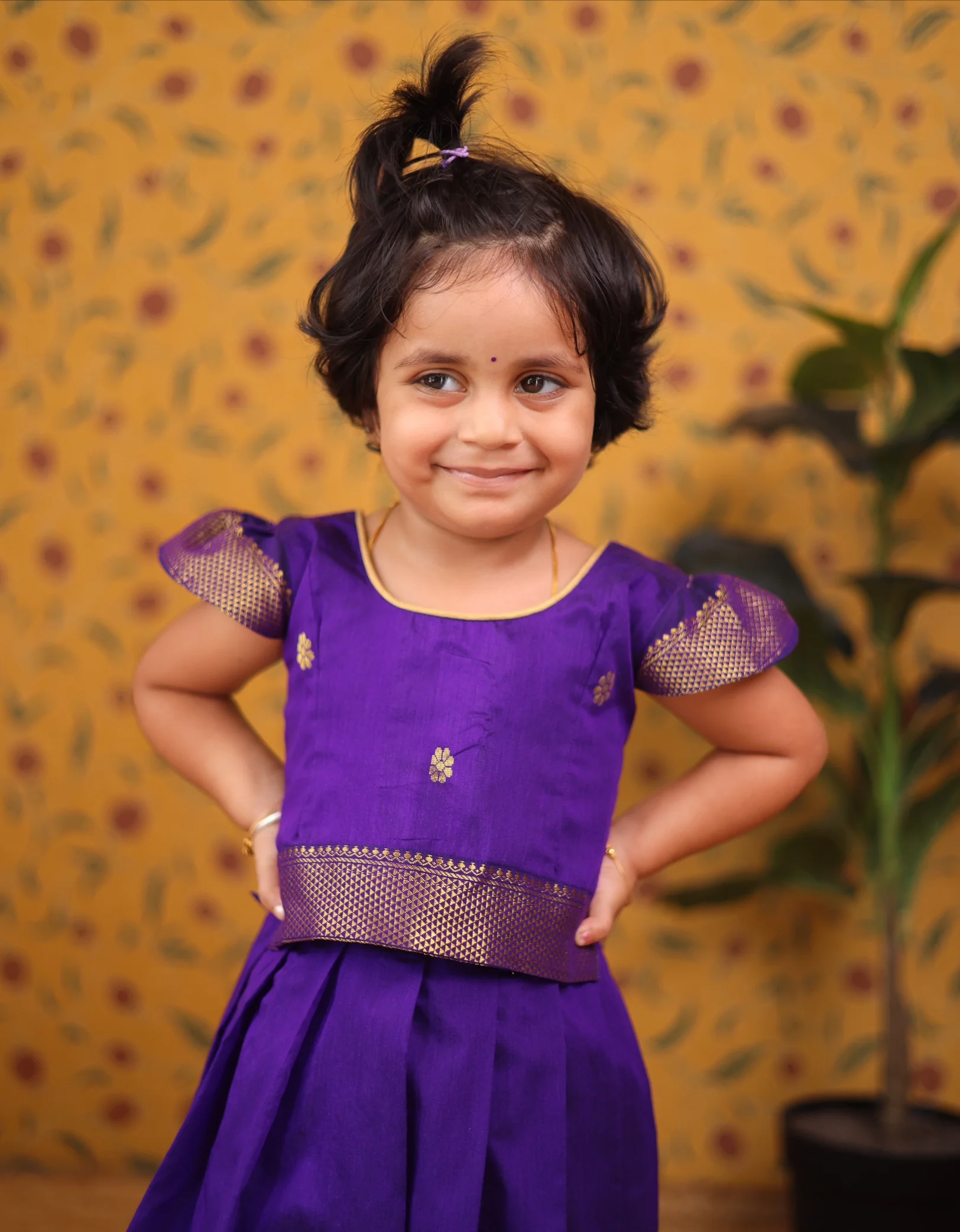 Aakriti Crop Top and Skirt – Semi Silk Kids Festive Wear - Image 3
