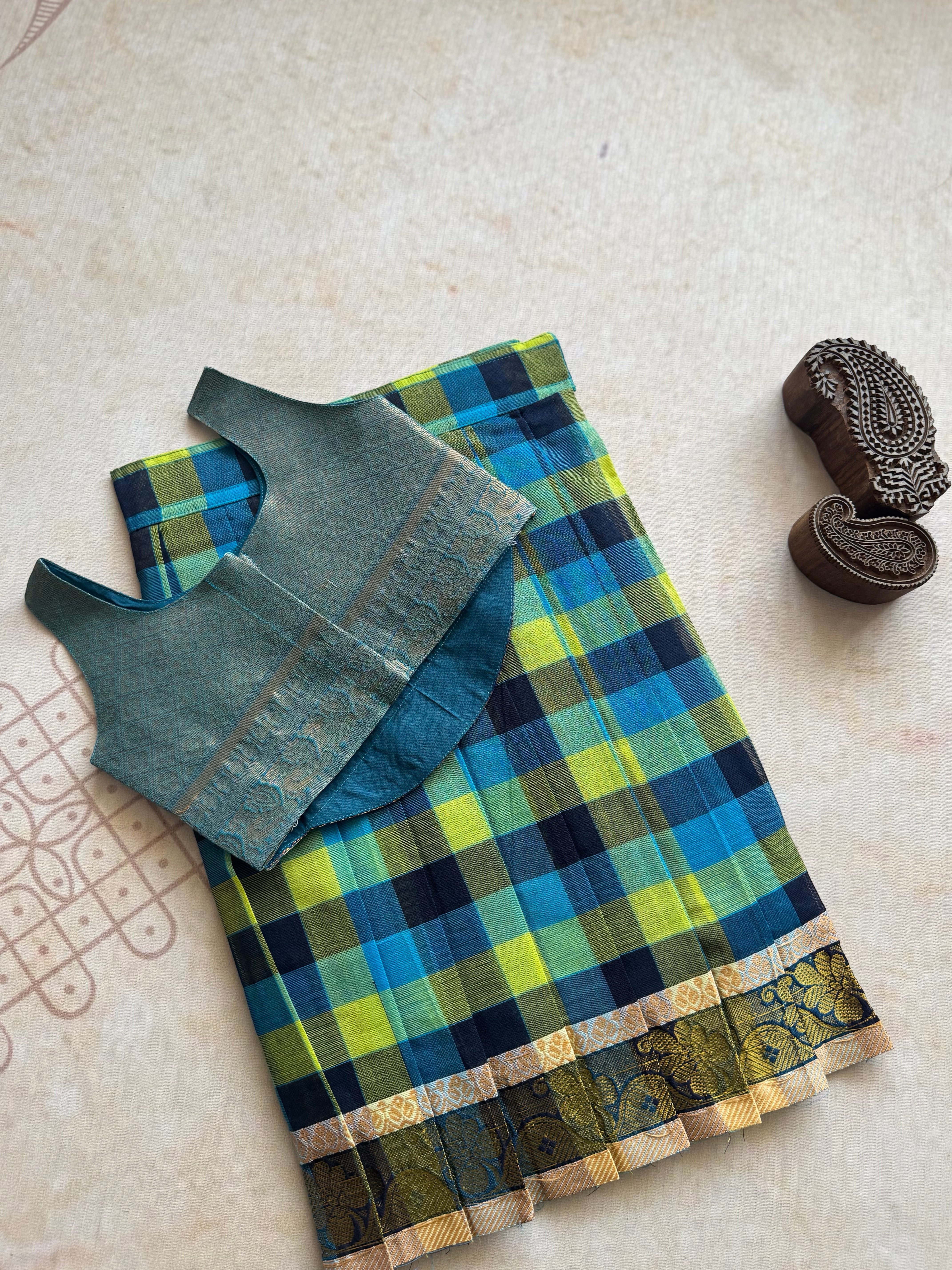 Chettinad Cotton Corset Style Top With Skirt Express - Image 3