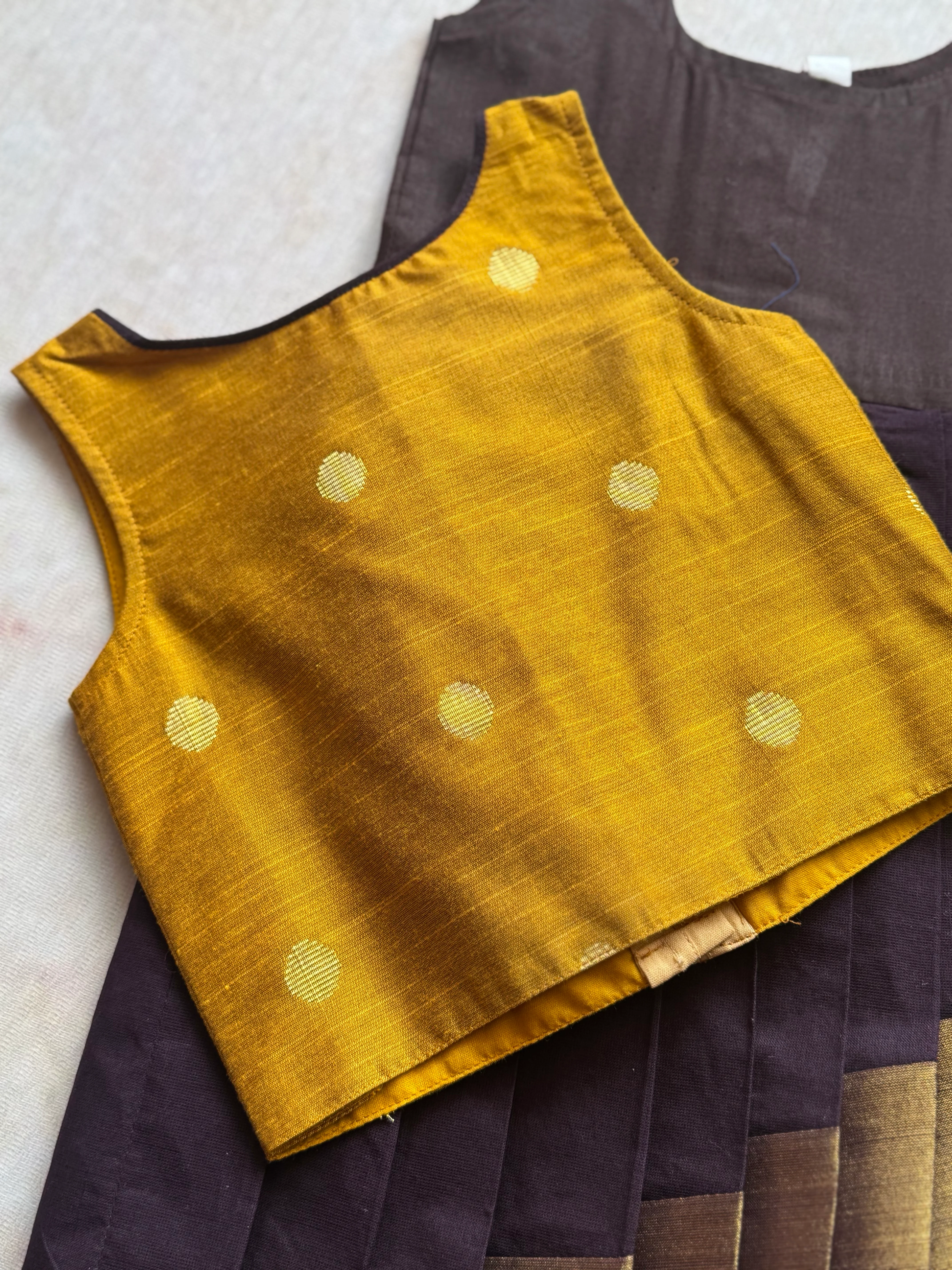 Chettinad cotton overlapped Skirt with bodice top -Express - Image 3