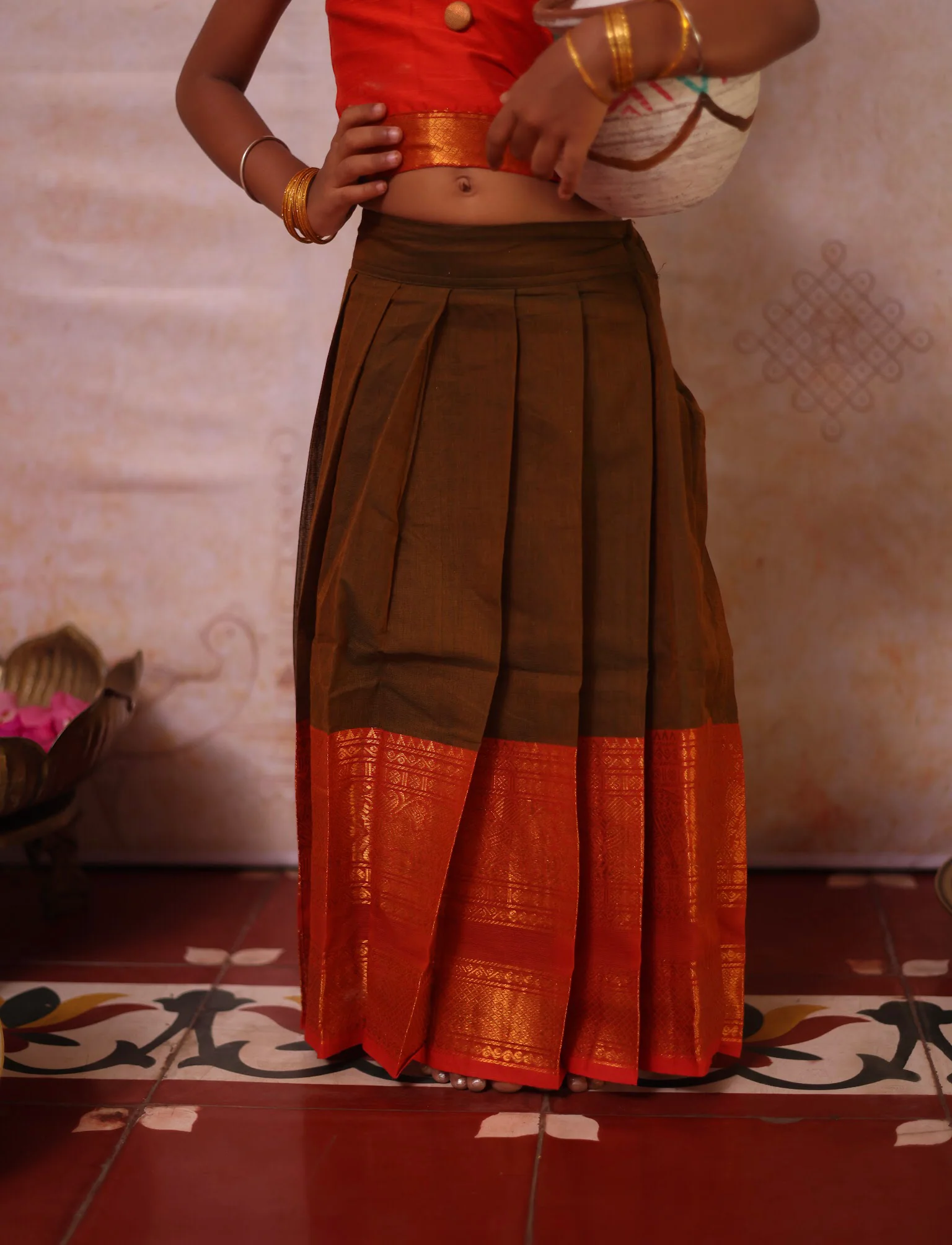 Chettinad cotton Crop top and skirt - Festive Collection Express - Image 3