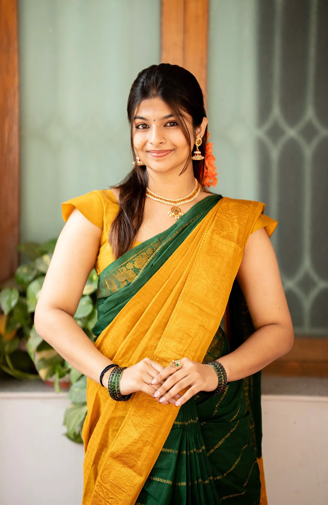 Anandita - kadhambari – Handcrafted Madurai Sungudi Saree in Soft Cotton - Image 3