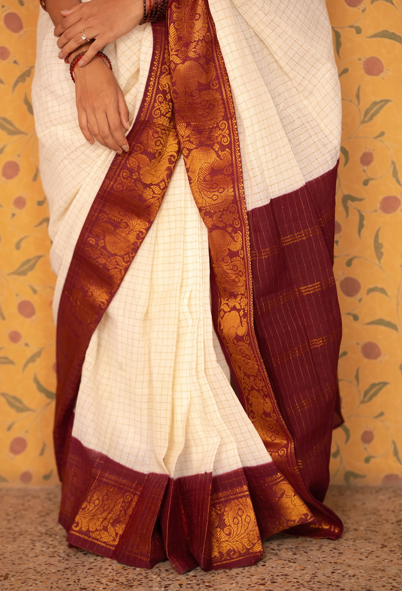 Durga - Zari Checkered Saree - Image 7