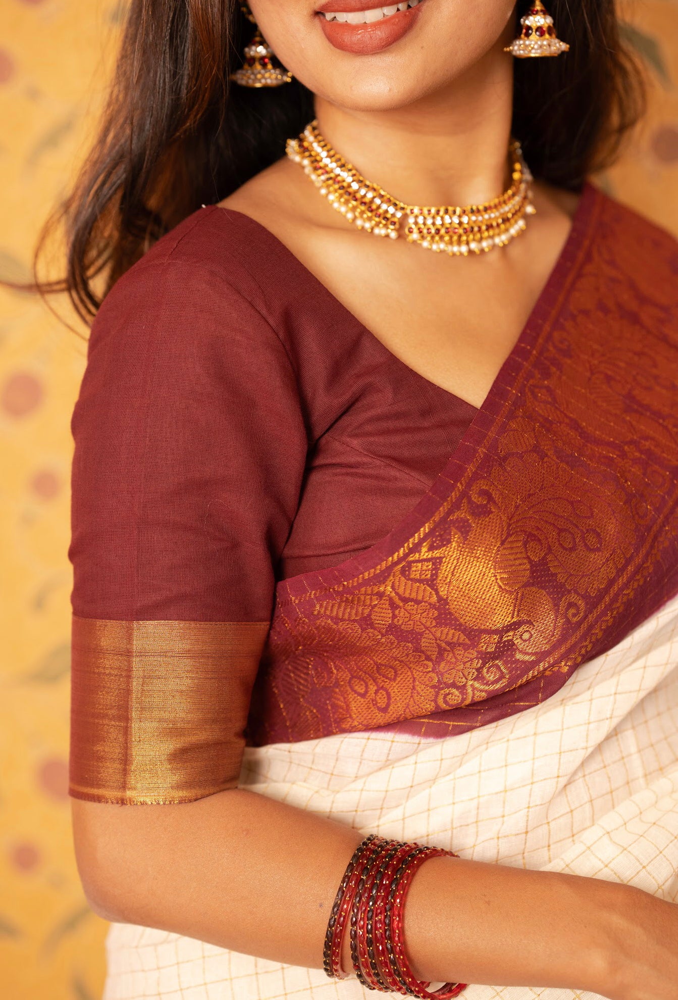 Durga - Zari Checkered Saree - Image 9