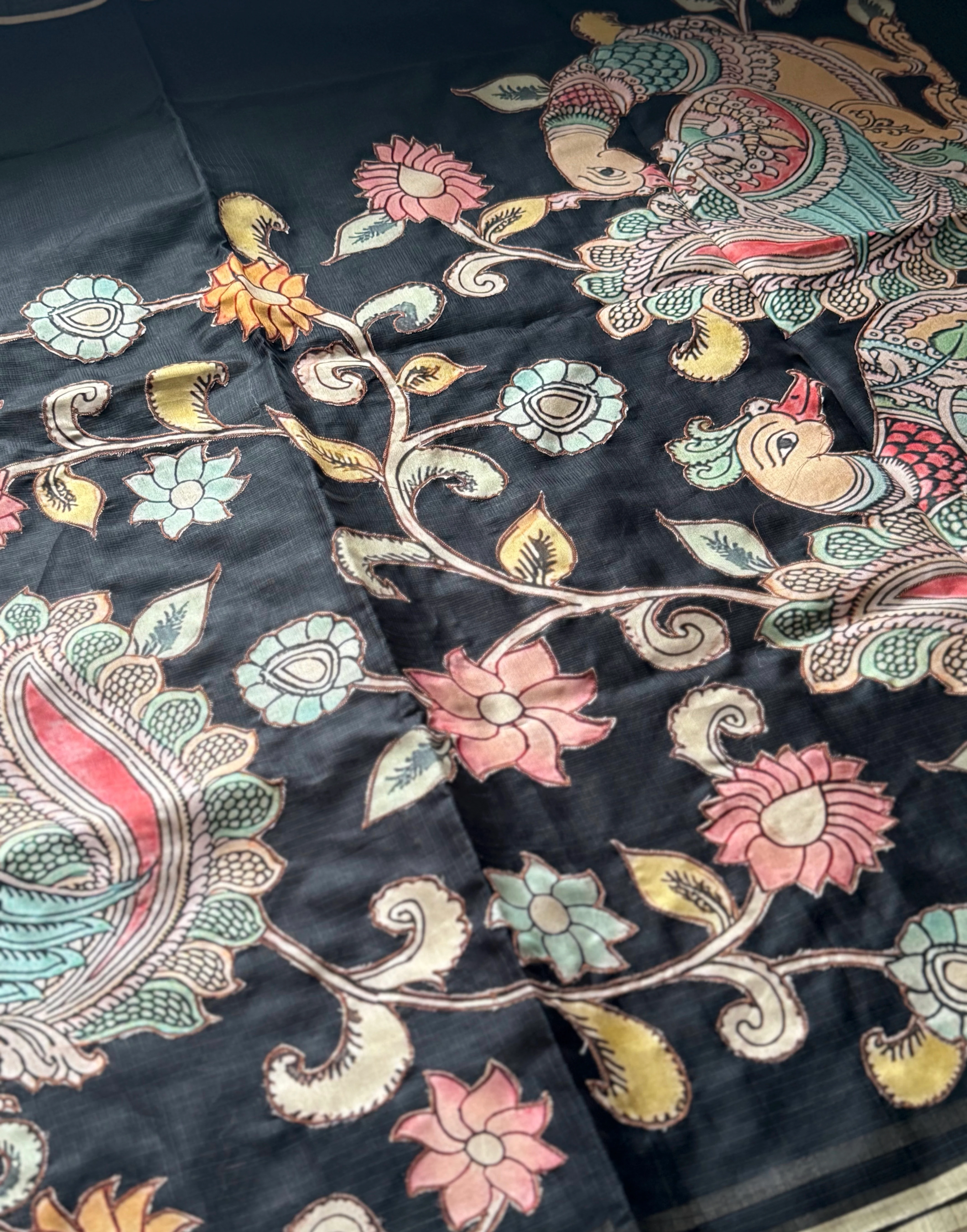 Kalamkari Applique Saree - Image 4