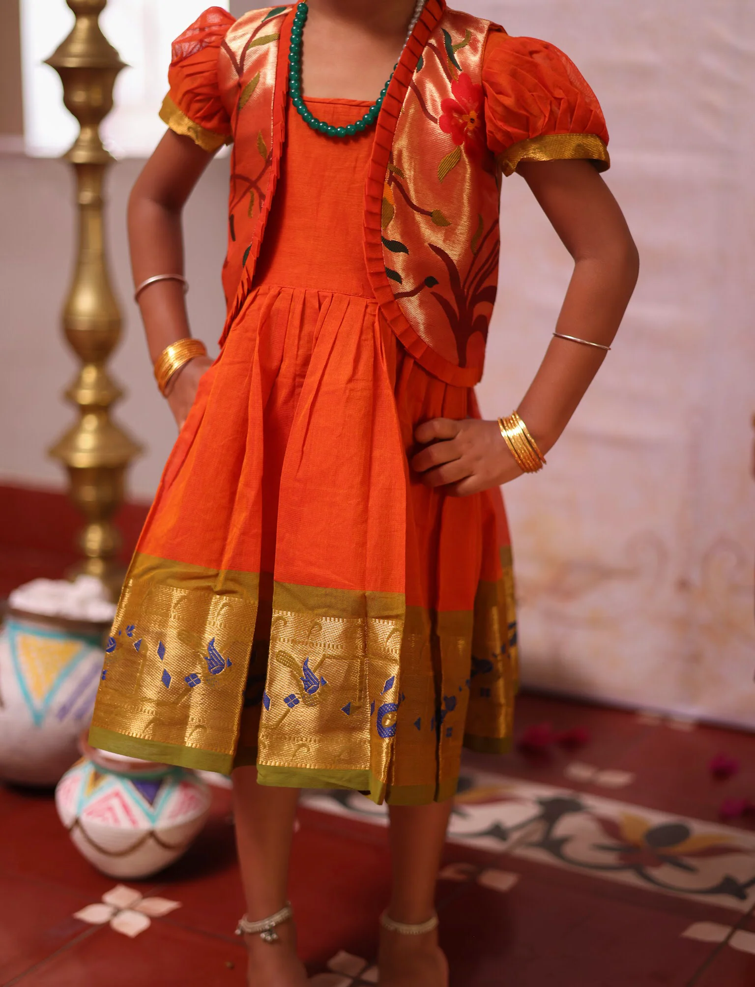 Kids Overcoat Frock (Orange) - Festive Collection Express - Image 3