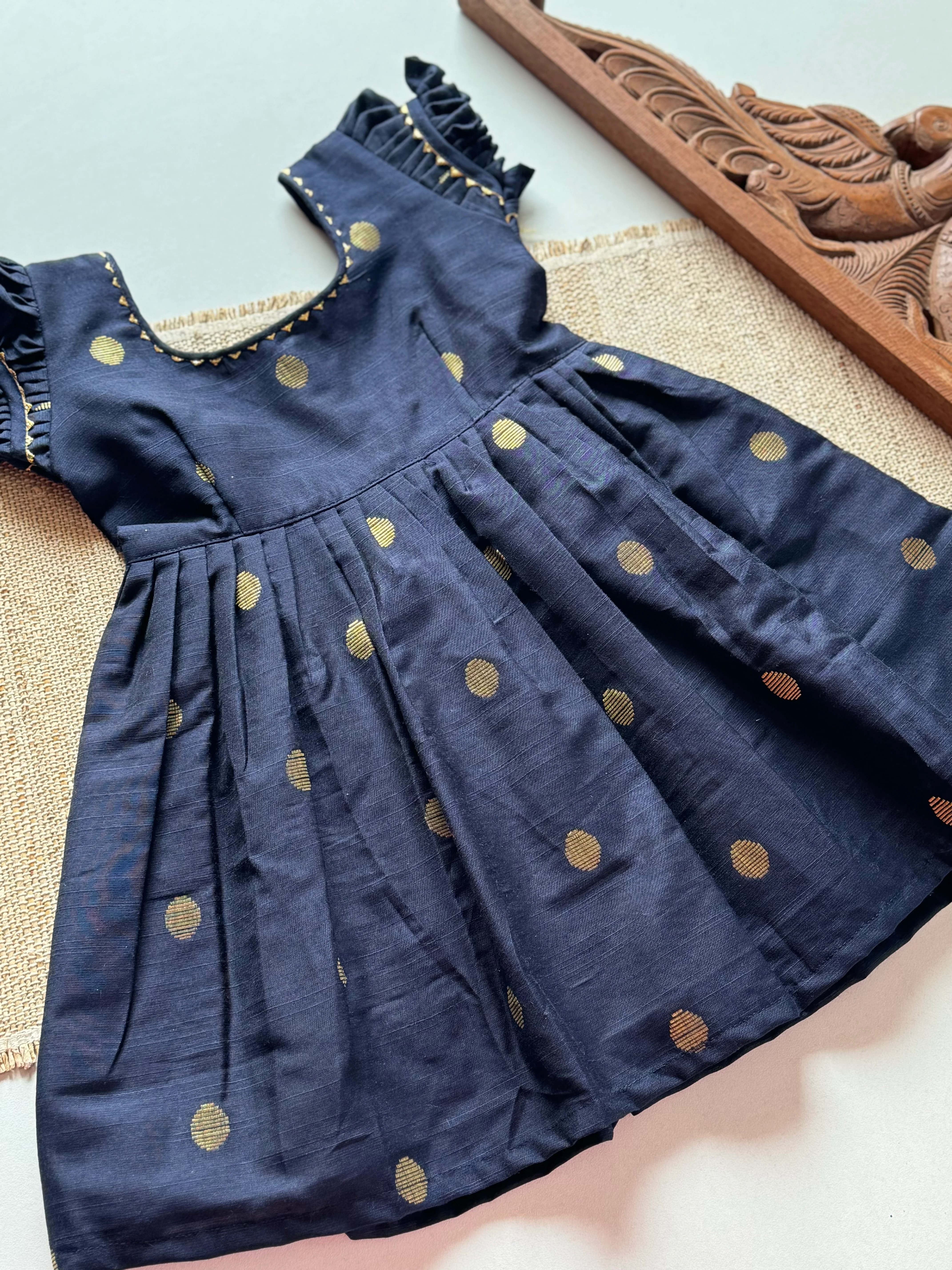 Kids Zari Polka Frock - Image 2