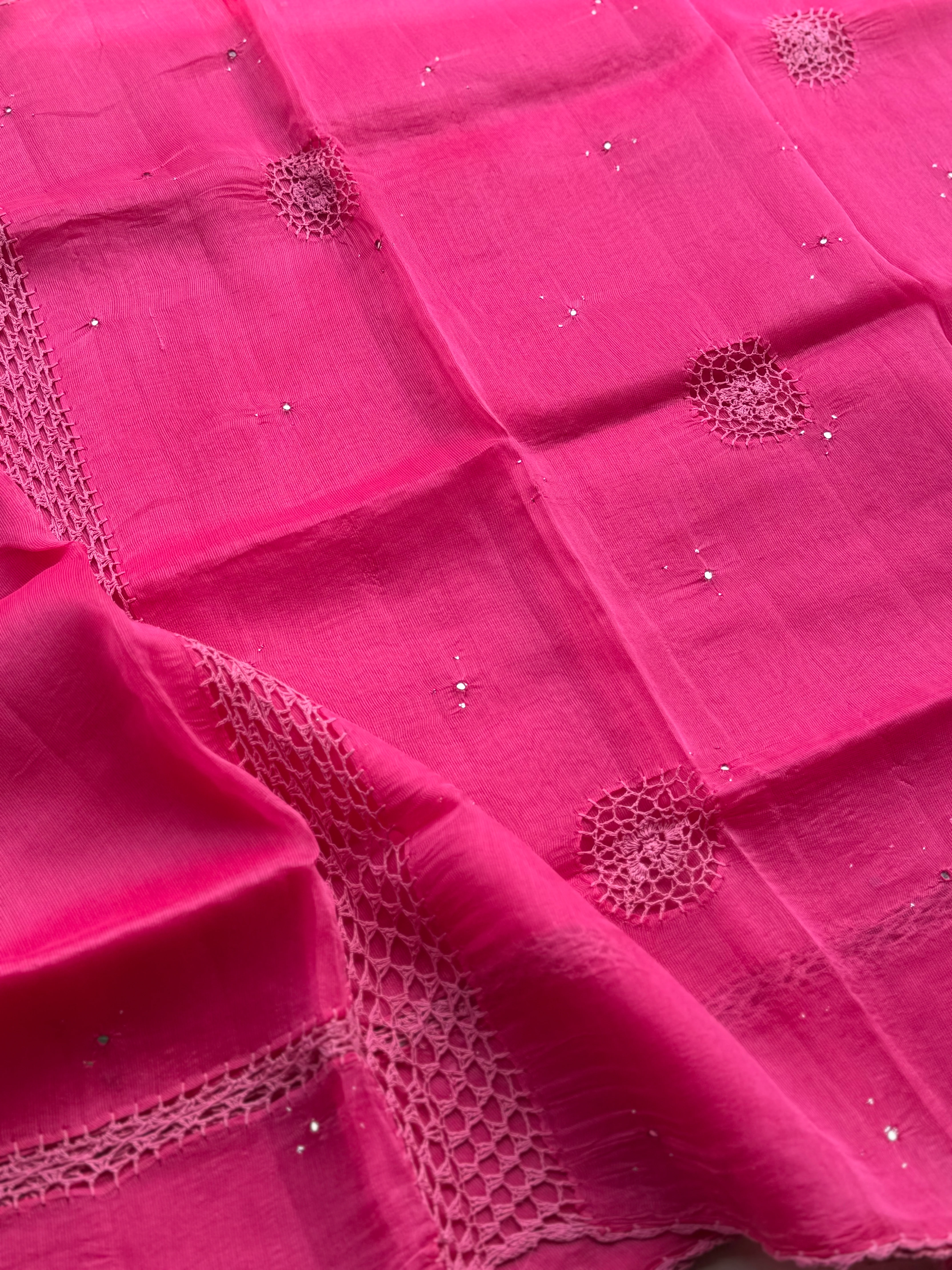 Kota Cotton Crochet Saree - Image 3