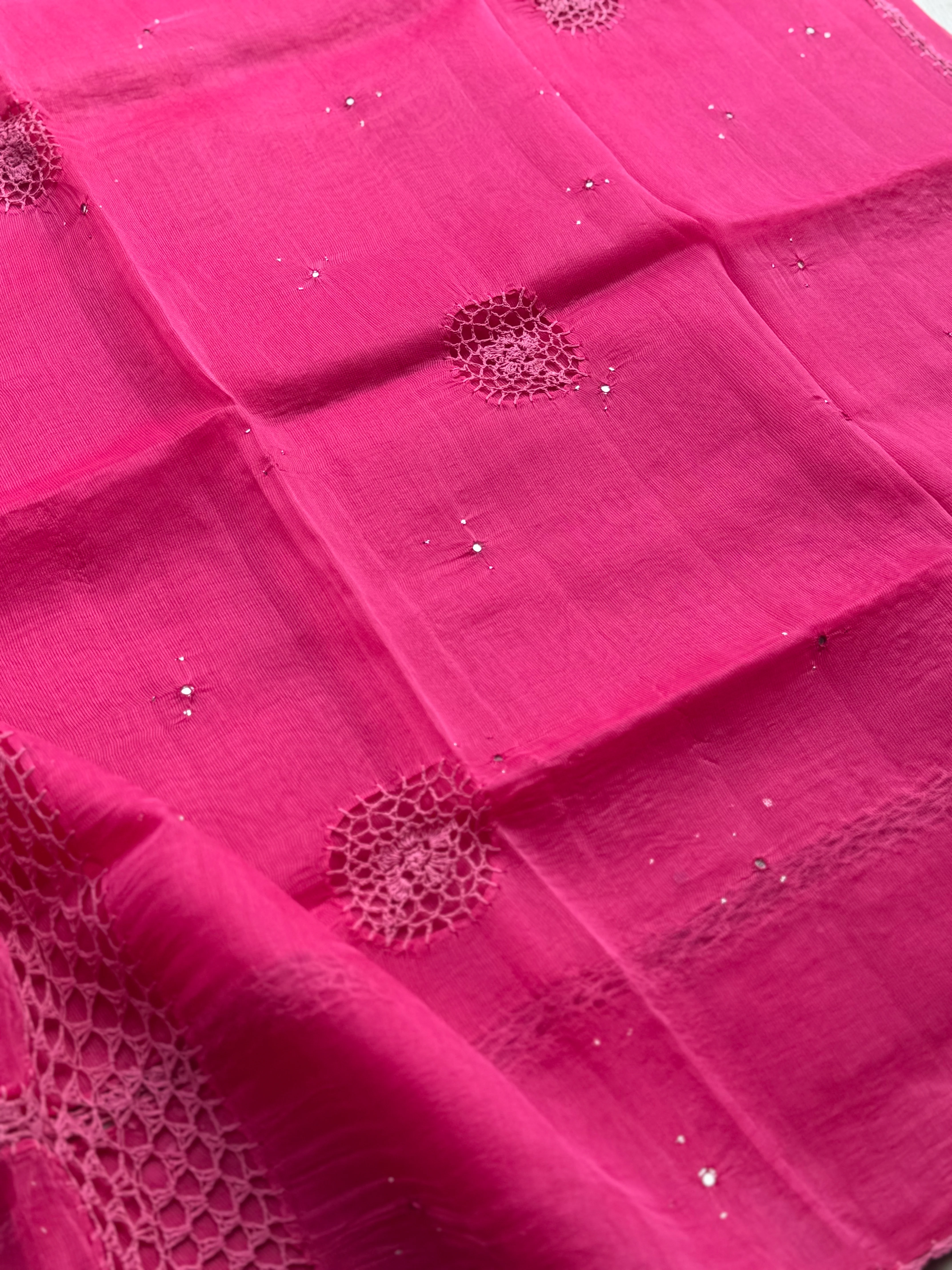 Kota Cotton Crochet Saree - Image 4