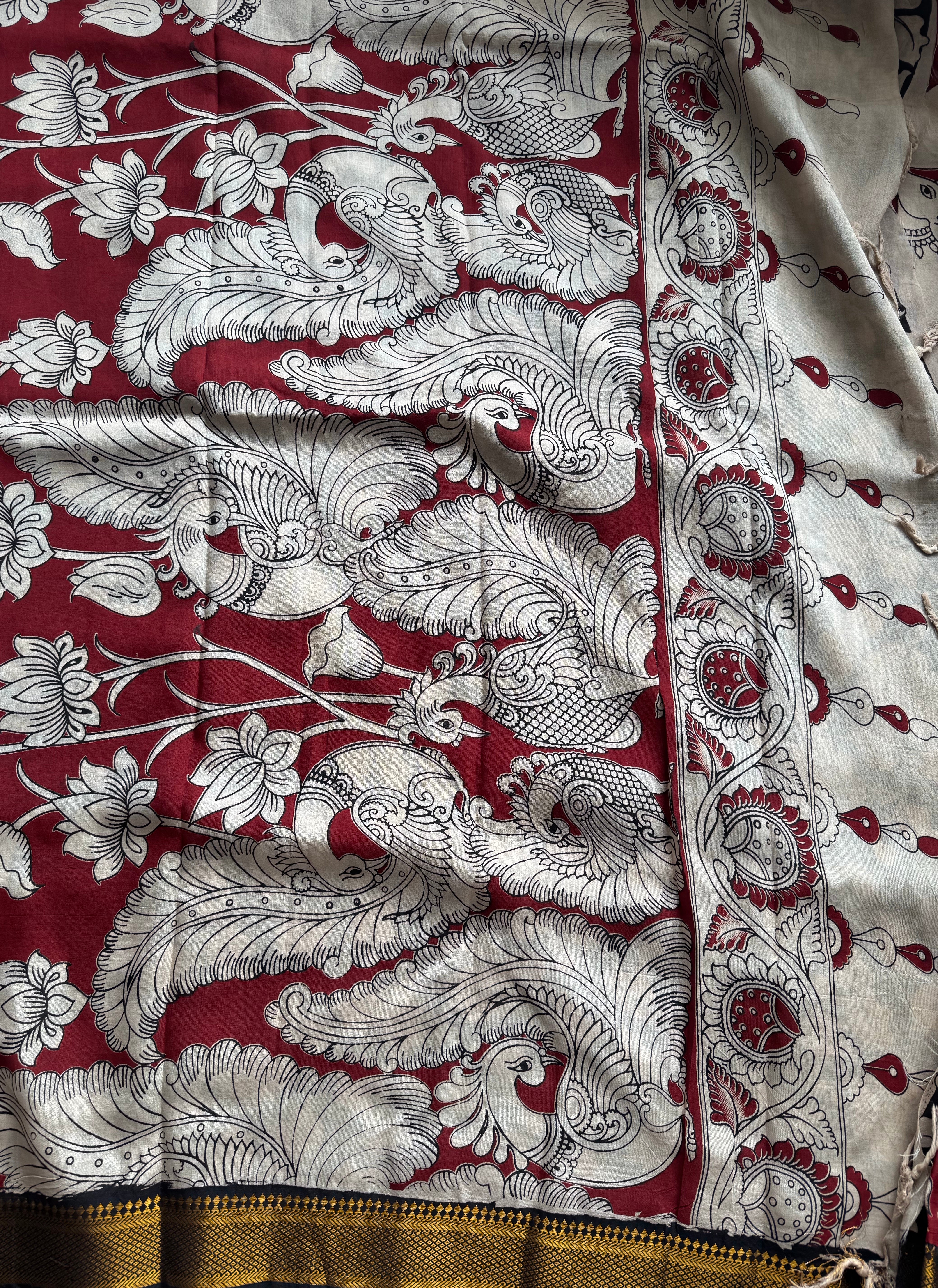 Pichwai Maroon Saree - Image 3