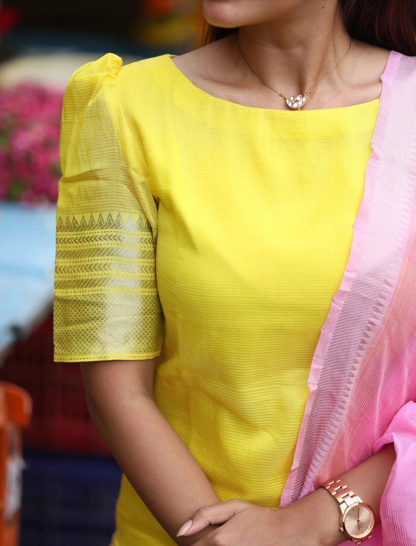 Mangalgiri Silk - Kurta + Dupatta with Applique Express - Image 7