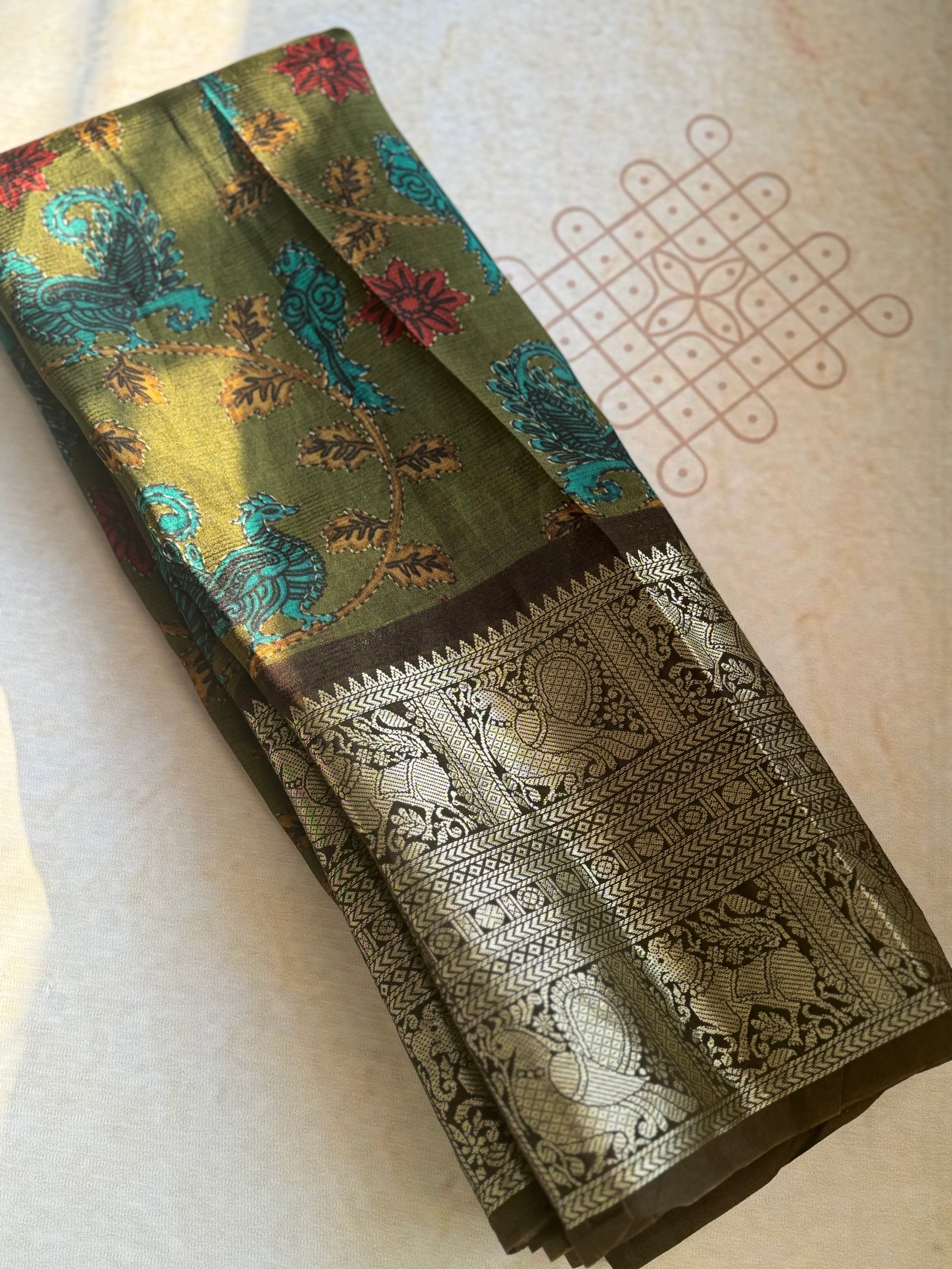 Mangalgiri Stitch Printed Saree - Image 2