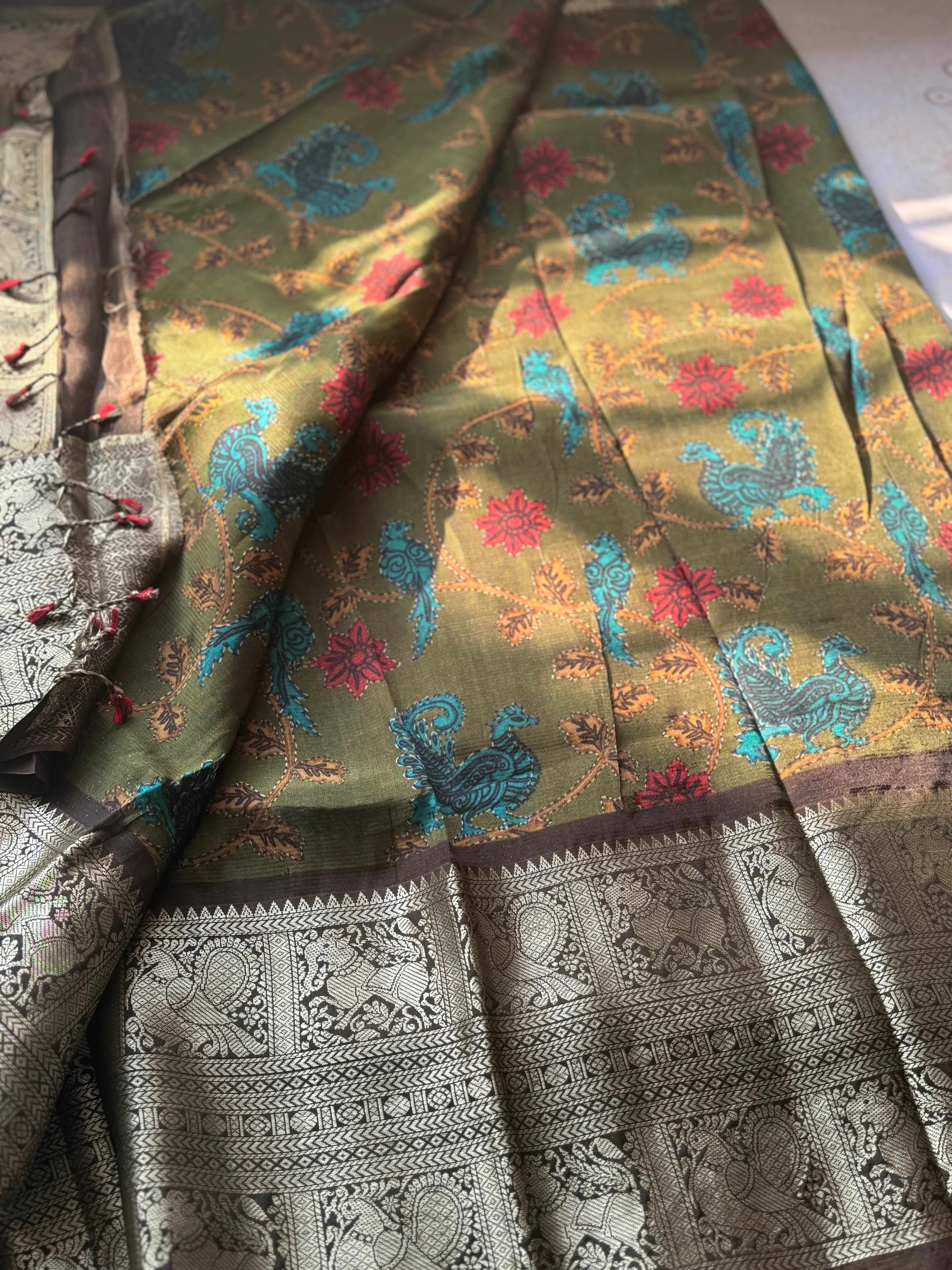 Mangalgiri Stitch Printed Saree - Image 3