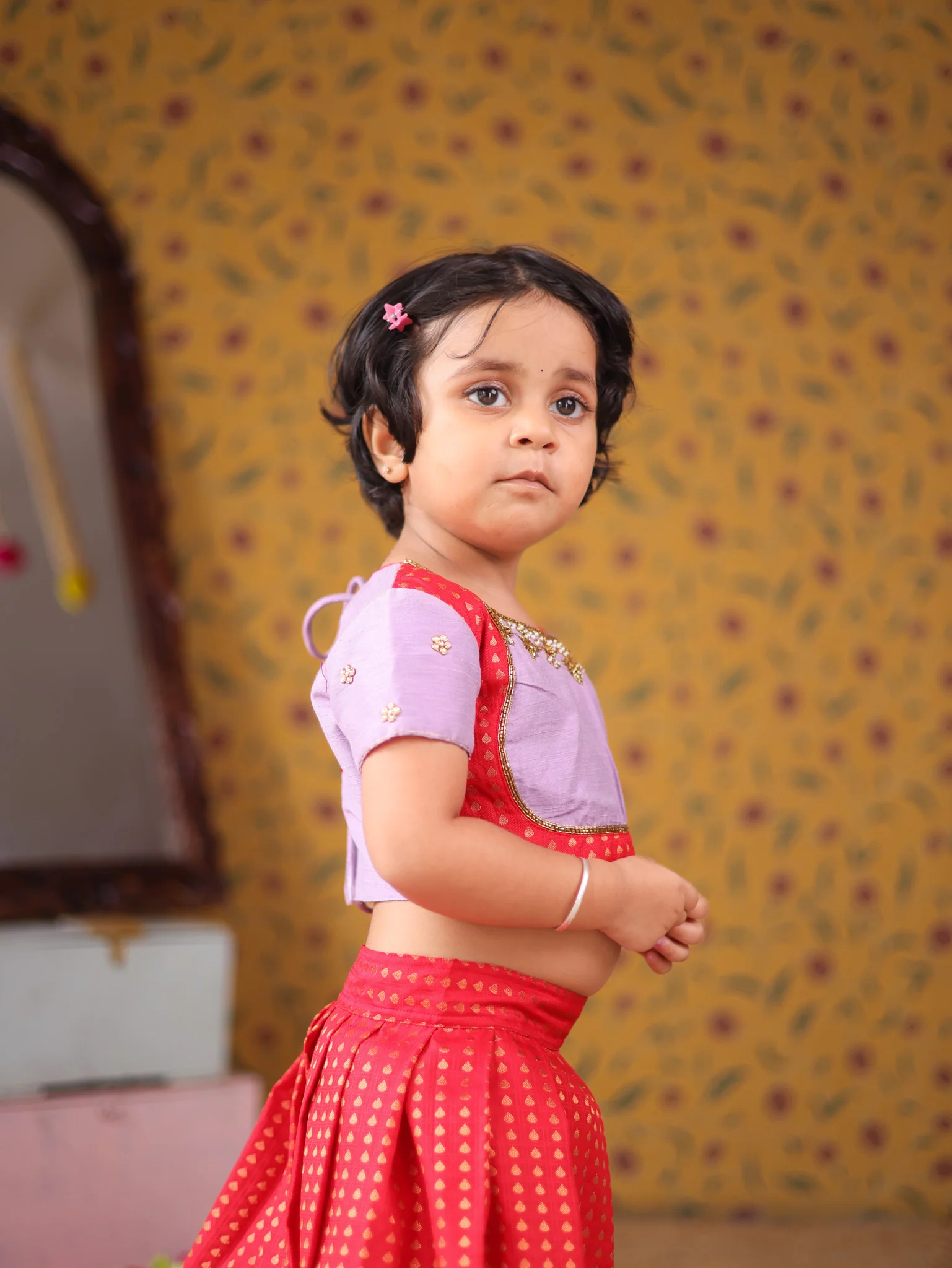 Mini Pattu Kids Crop Top and Skirt - Express - Image 3