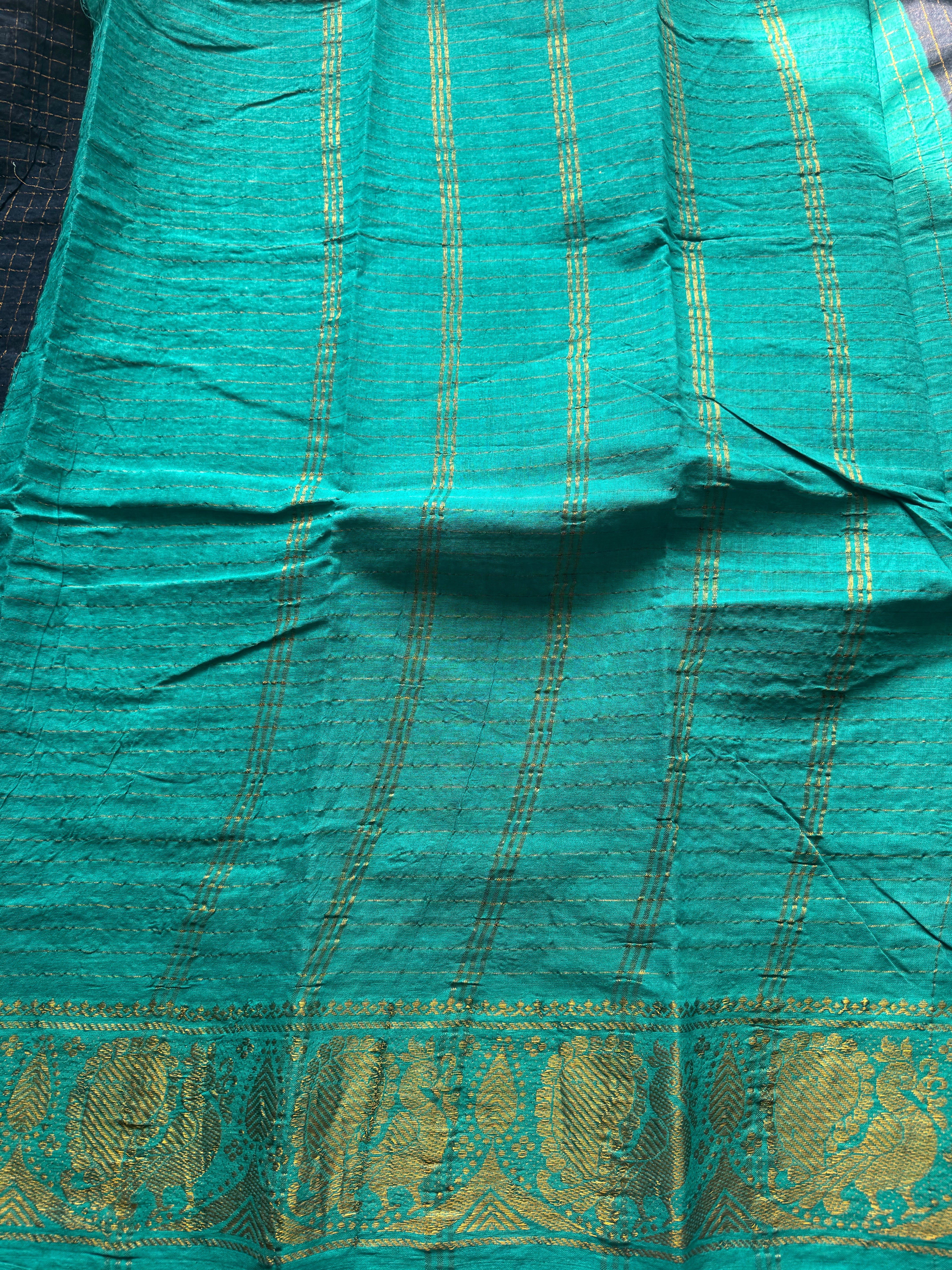 Nayanam – Zari Kattam Navy Sungudi Cotton Saree - Image 5
