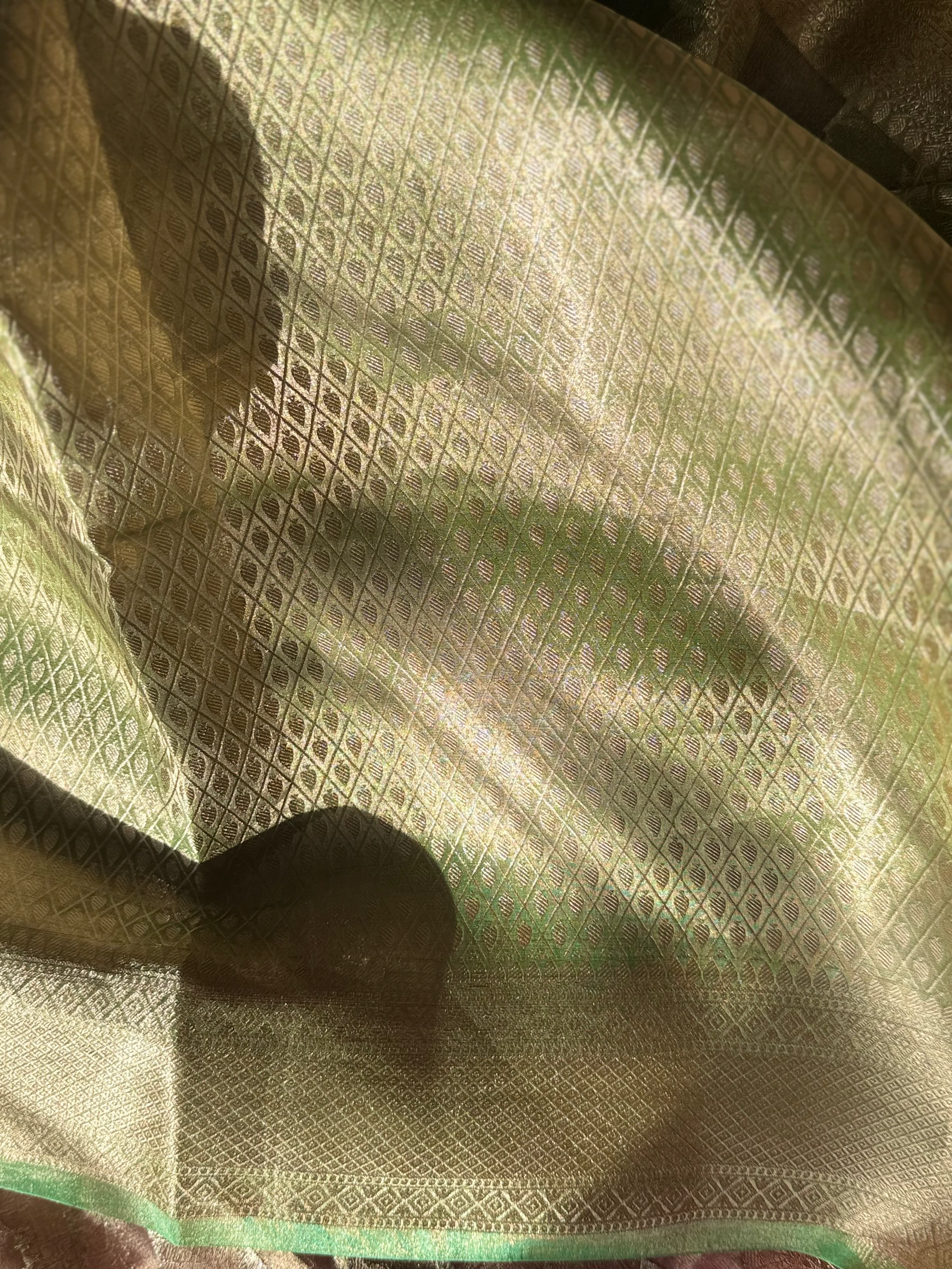 Pure Molten Gold Tissue Saree - Image 7