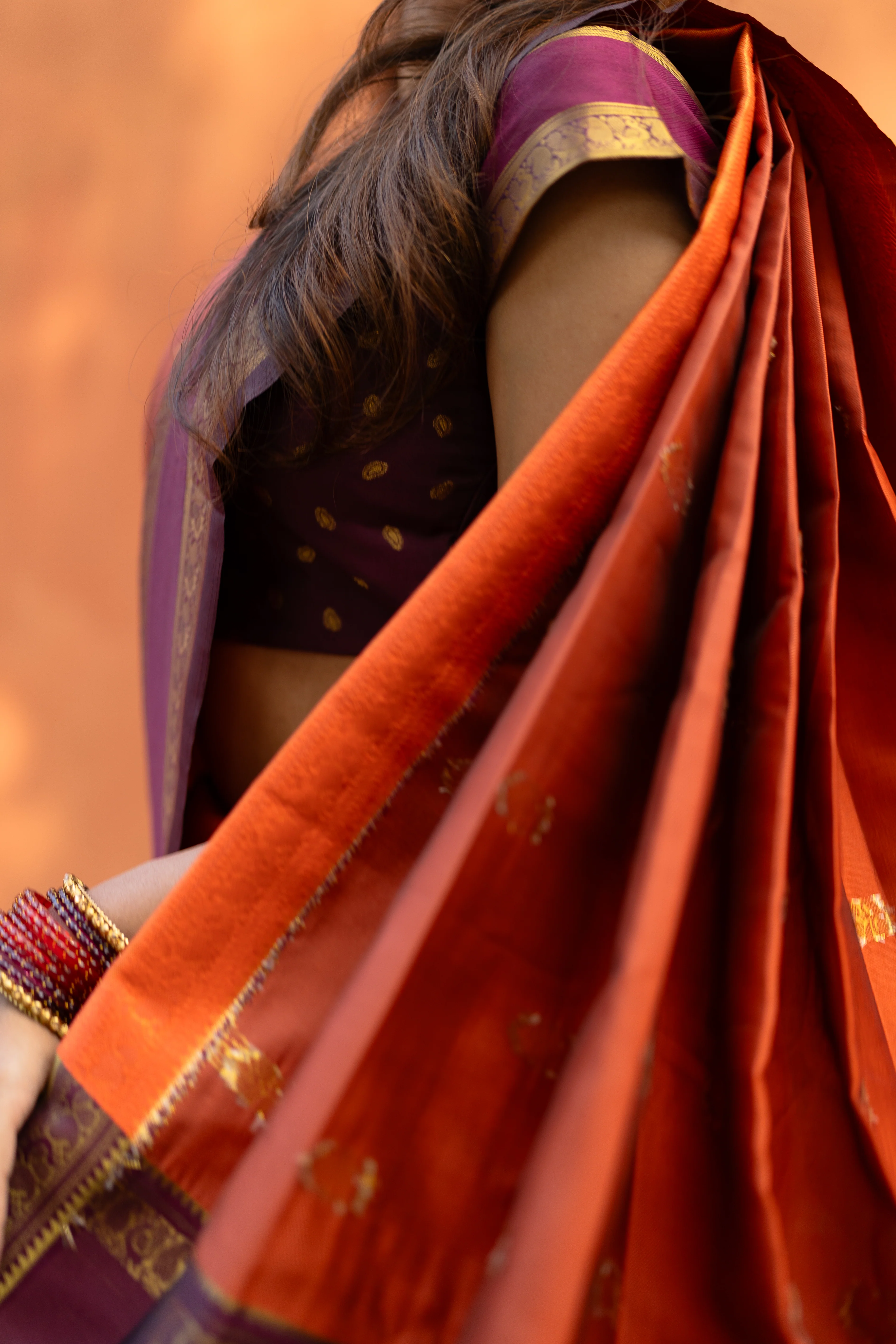 Semi Kanchi Silk Saree – Rust Orange Festive & Ethnic Wear - Image 5