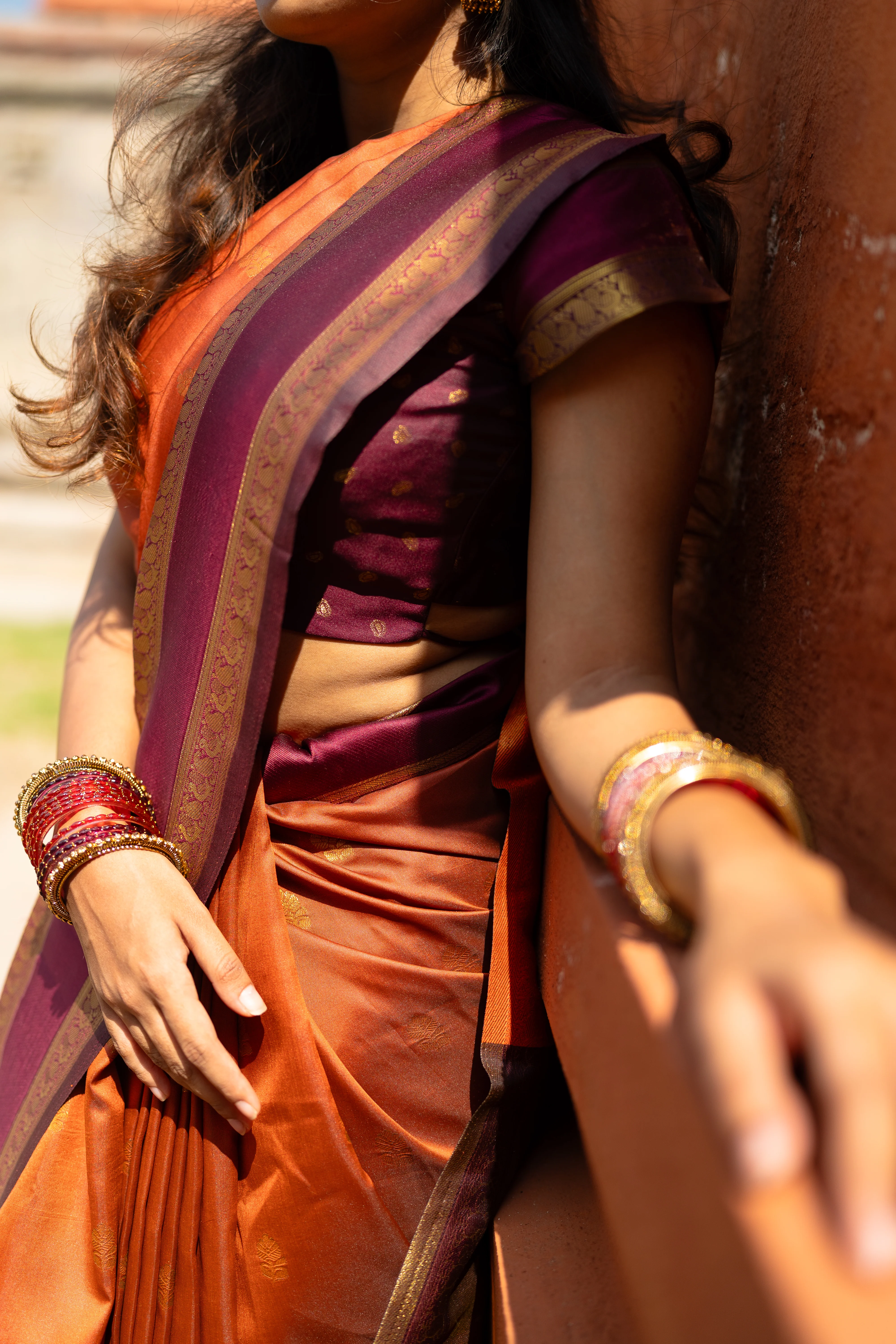 Semi Kanchi Silk Saree – Rust Orange Festive & Ethnic Wear - Image 9