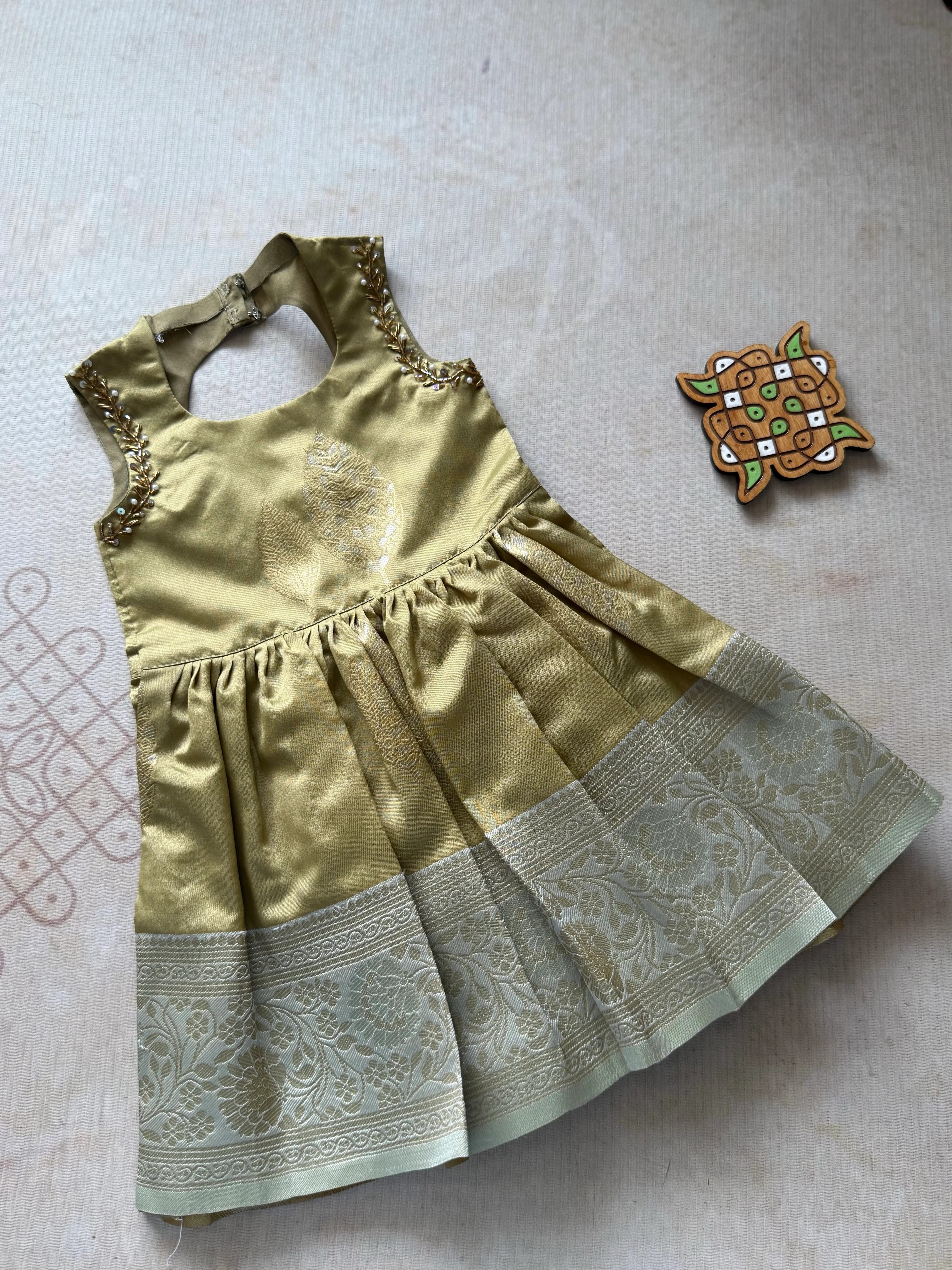 Skandavi Kids Frock – Festive Wear Semi Silk Ethnic Dress for Girls - Image 2